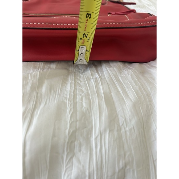 Coach Poppy Hallie Red Leather Tote Handbag Contrast Stitching 22424 MINT - Picture 11 of 12